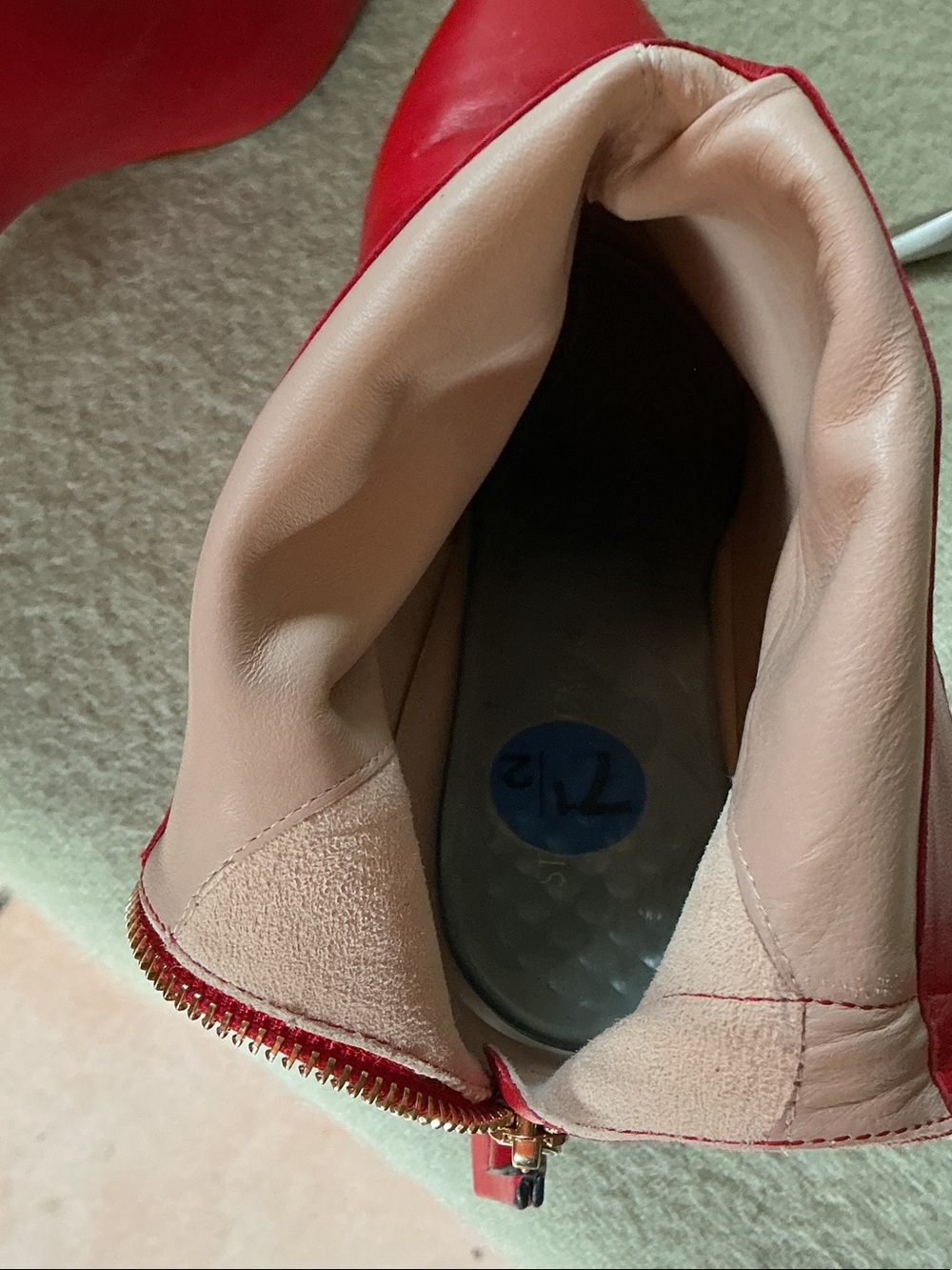Stuart Weitzman Red Pointed Toe Leather Ankle Booties with Kitten Heel - Picture 7 of 10